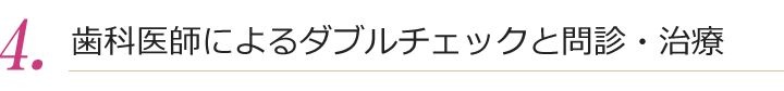 歯科医師によるダブルチェックと問診・治療